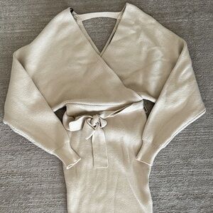 Cream sweater dress
